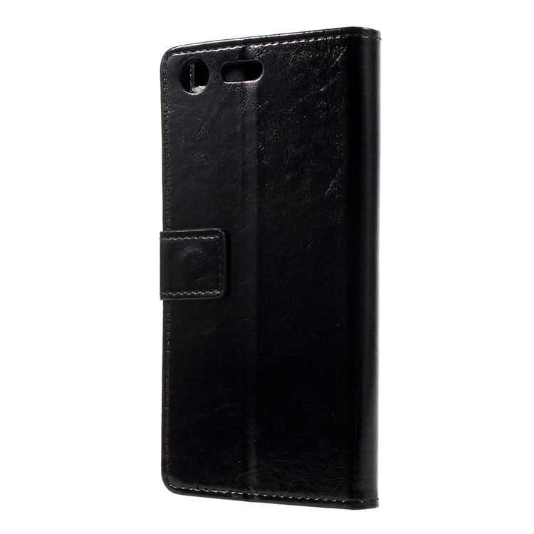 Crazy Horse Leather Wallet Mobile Cover for Sony Xperia XZ Premium - Black-2