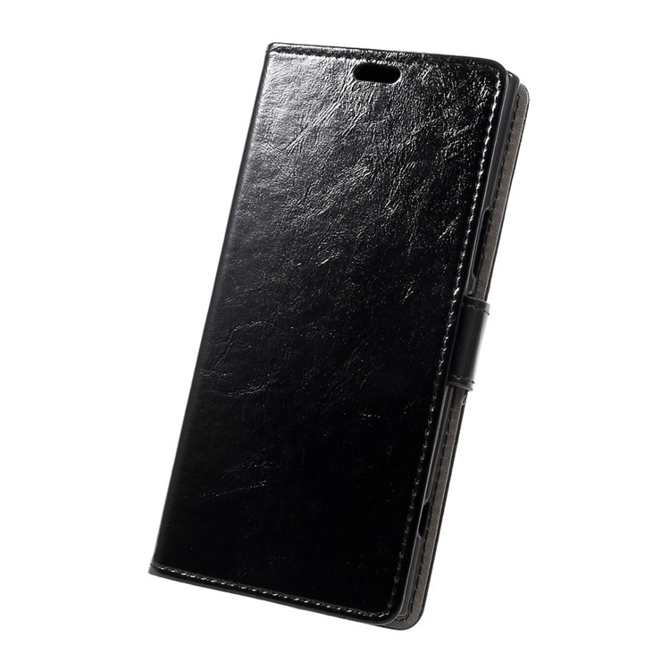Crazy Horse Leather Wallet Mobile Cover for Sony Xperia XZ Premium - Black-3