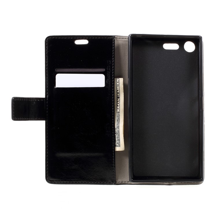 Crazy Horse Leather Wallet Mobile Cover for Sony Xperia XZ Premium - Black-6