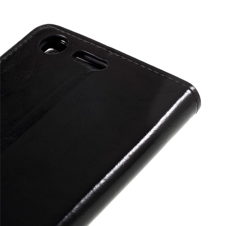 Crazy Horse Leather Wallet Mobile Cover for Sony Xperia XZ Premium - Black-8