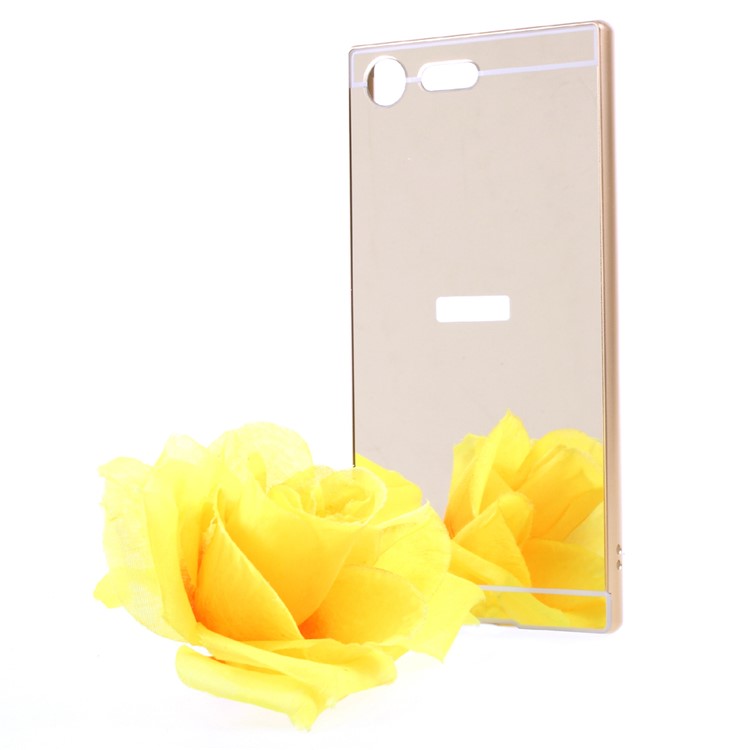 Sliding Plated Metal Frame PC Phone Shell Cover for Sony Xperia XZ Premium - Gold-3