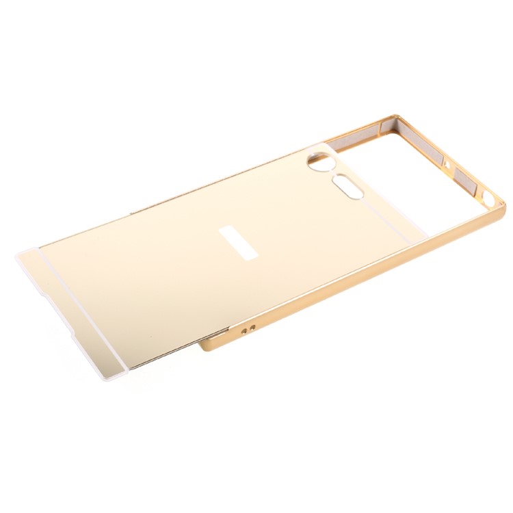 Sliding Plated Metal Frame PC Phone Shell Cover for Sony Xperia XZ Premium - Gold-5