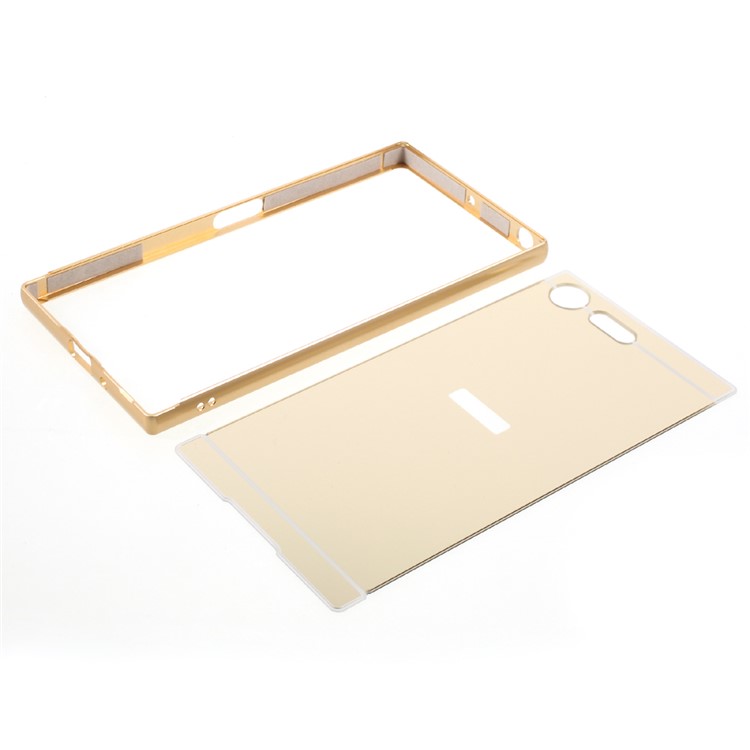 Sliding Plated Metal Frame PC Phone Shell Cover for Sony Xperia XZ Premium - Gold-6
