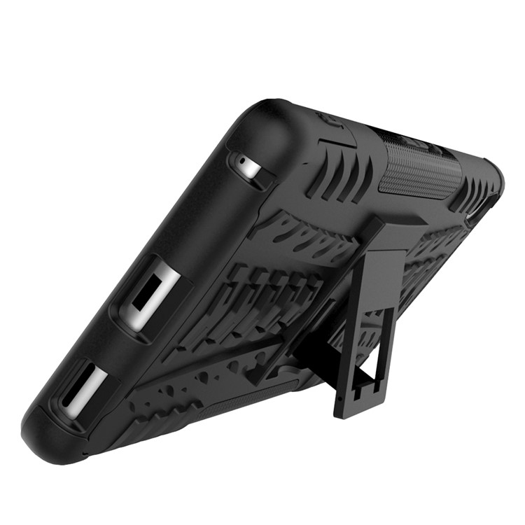 For Sony Xperia XA Ultra Tyre Pattern Kickstand PC + TPU Hybrid Case Cover - Black-10