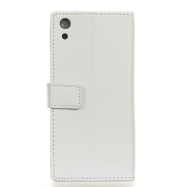Litchi Grain PU Leather Wallet Phone Cover for Sony Xperia XA1 - White-3