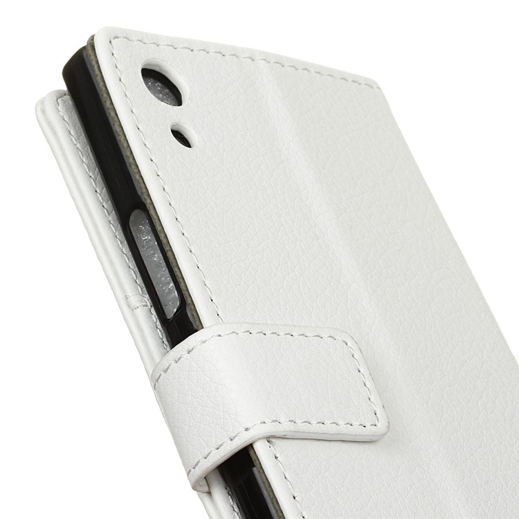 Litchi Grain PU Leather Wallet Phone Cover for Sony Xperia XA1 - White-4