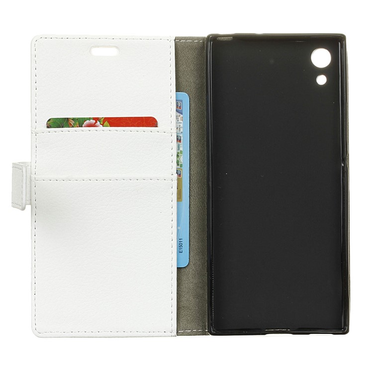 Litchi Grain PU Leather Wallet Phone Cover for Sony Xperia XA1 - White-5