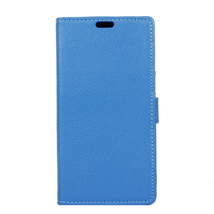 Litchi Grain Leather Stand Cover with Wallet Slots for Sony Xperia XA1 - Blue-1