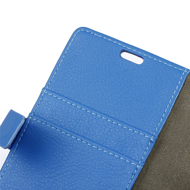 Litchi Grain Leather Stand Cover with Wallet Slots for Sony Xperia XA1 - Blue-2