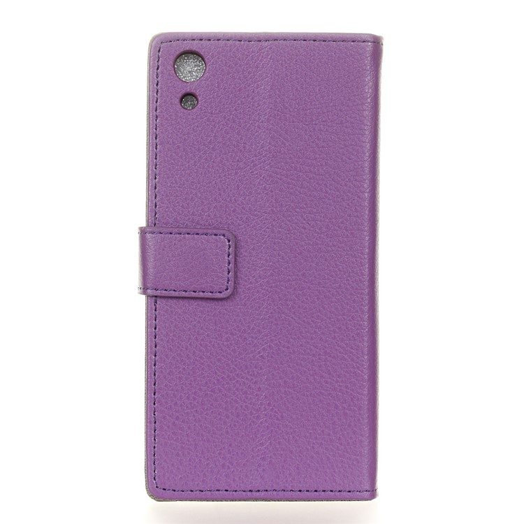 Litchi Grain Leather Mobile Shell Stand Card Holder for Sony Xperia XA1 - Purple-3