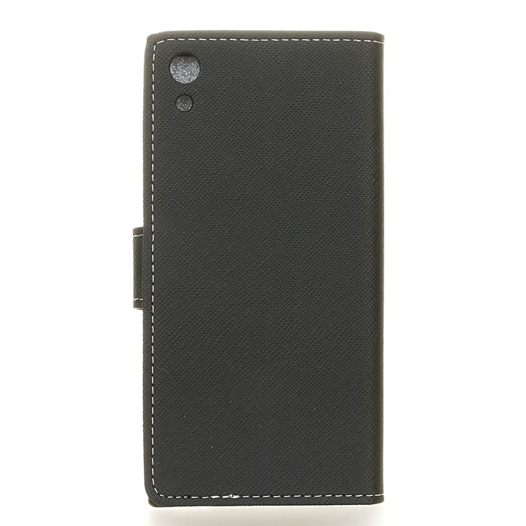 Cross Texture Wallet Leather Cell Phone Case for Sony Xperia XA1 - Black-3