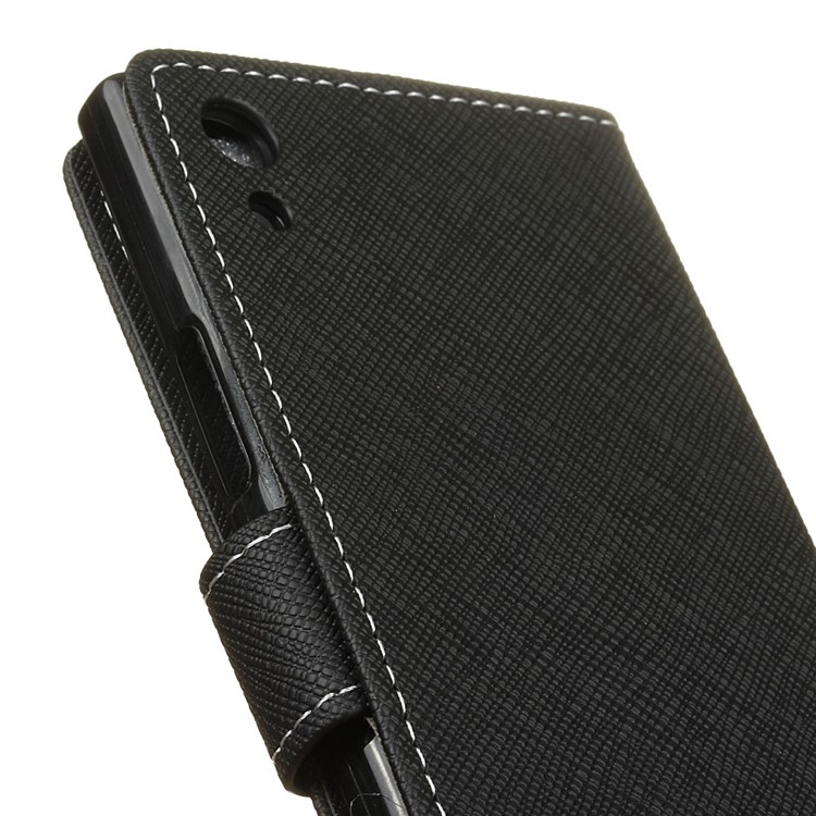 Cross Texture Wallet Leather Cell Phone Case for Sony Xperia XA1 - Black-4
