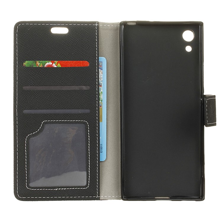 Cross Texture Wallet Leather Cell Phone Case for Sony Xperia XA1 - Black-5