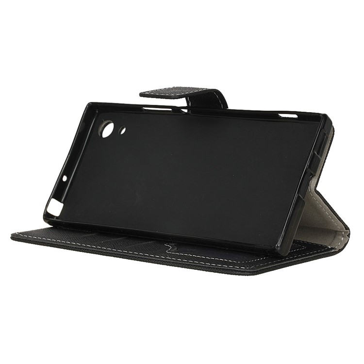 Cross Texture Wallet Leather Cell Phone Case for Sony Xperia XA1 - Black-6