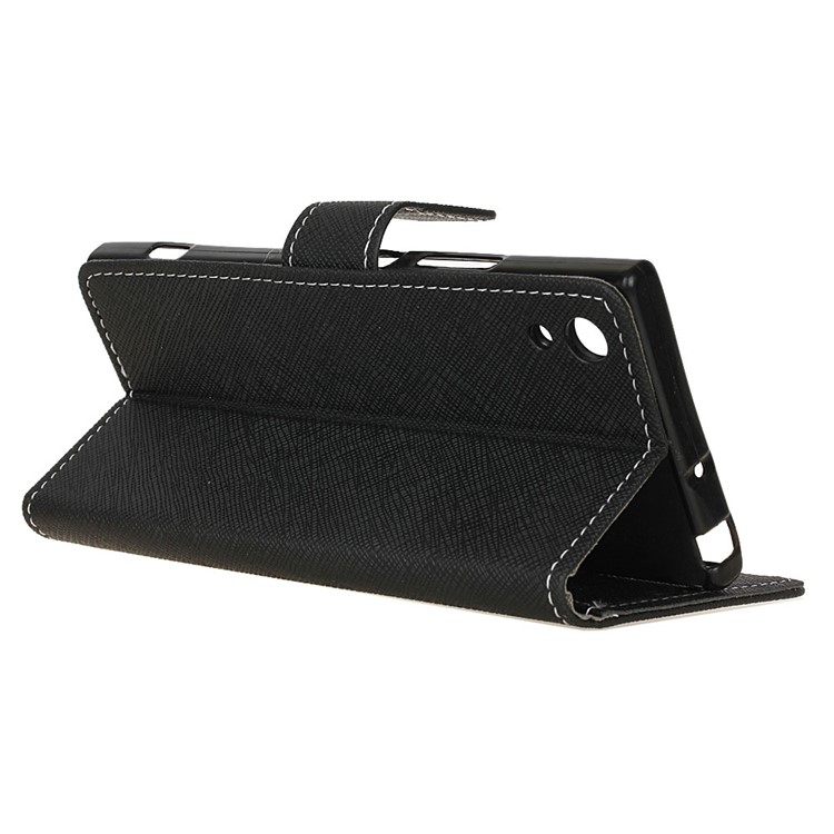 Cross Texture Wallet Leather Cell Phone Case for Sony Xperia XA1 - Black-7