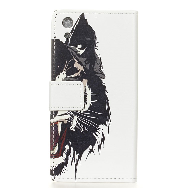 Patterned Leather Magnetic Wallet Folio Case for Sony Xperia XA1 - Fierce Tiger-2
