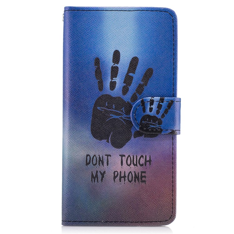 Pattern Printing Leather Wallet Case for Sony Xperia XZ Premium - Palm Print and Warning-1