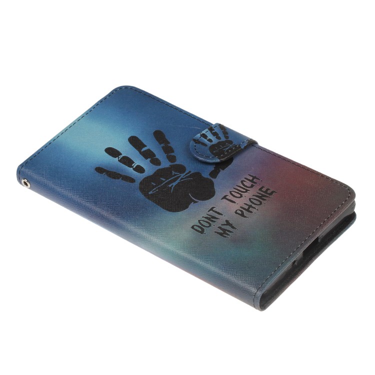 Pattern Printing Leather Wallet Case for Sony Xperia XZ Premium - Palm Print and Warning-3