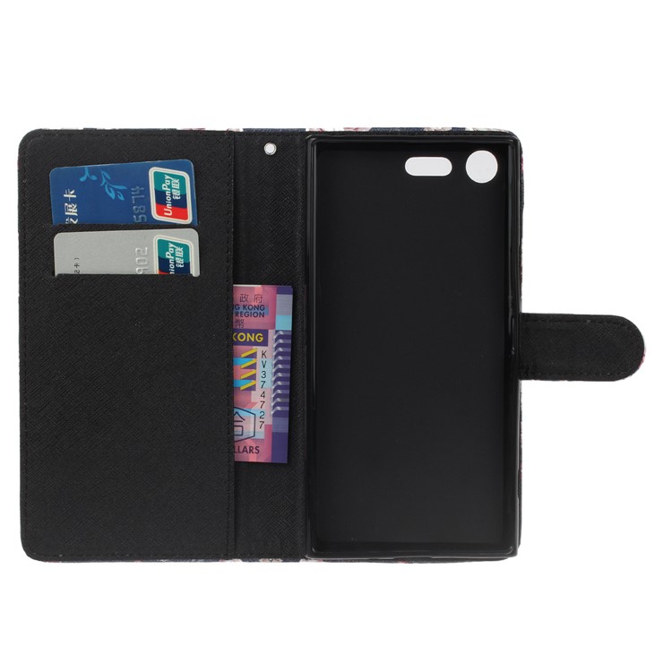 Pattern Printing Leather Wallet Case for Sony Xperia XZ Premium - Palm Print and Warning-7