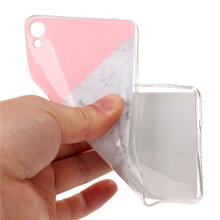 Marmormuster IMD TPU Soft Shell für Sony Xperia XA / XA Dual - Pink / Grau / Schwarz-5