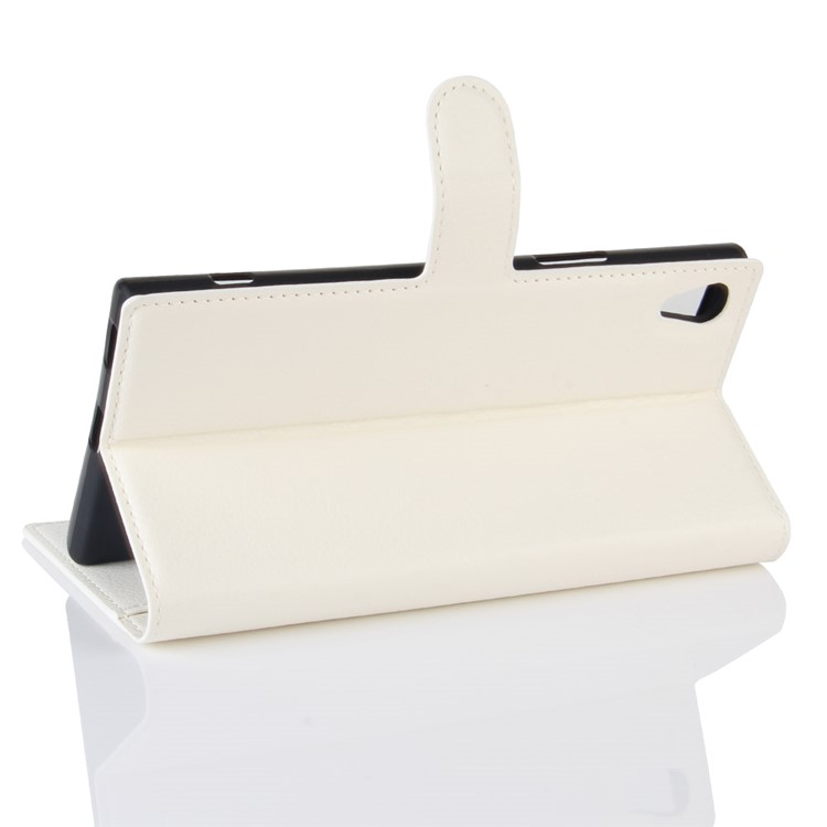 Litchi Skin Leather Wallet Cover for Sony Xperia XA1 Ultra - White-5