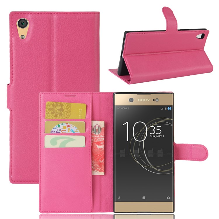 Litchi Skin Magnetic Leather Wallet Case for Sony Xperia XA1 Ultra - Rose-1