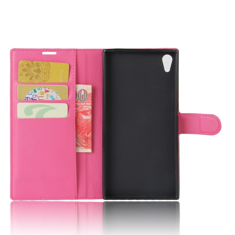 Litchi Skin Magnetic Leather Wallet Case for Sony Xperia XA1 Ultra - Rose-3
