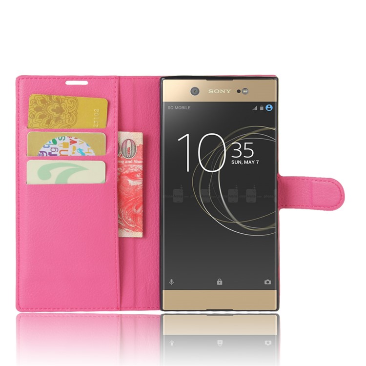 Litchi Skin Magnetic Leather Wallet Case for Sony Xperia XA1 Ultra - Rose-4