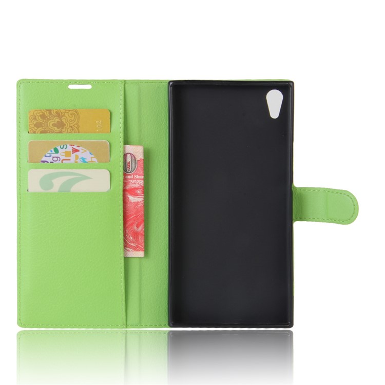Litchi Skin Leather Wallet Case with Stand for Sony Xperia XA1 Ultra - Green-3