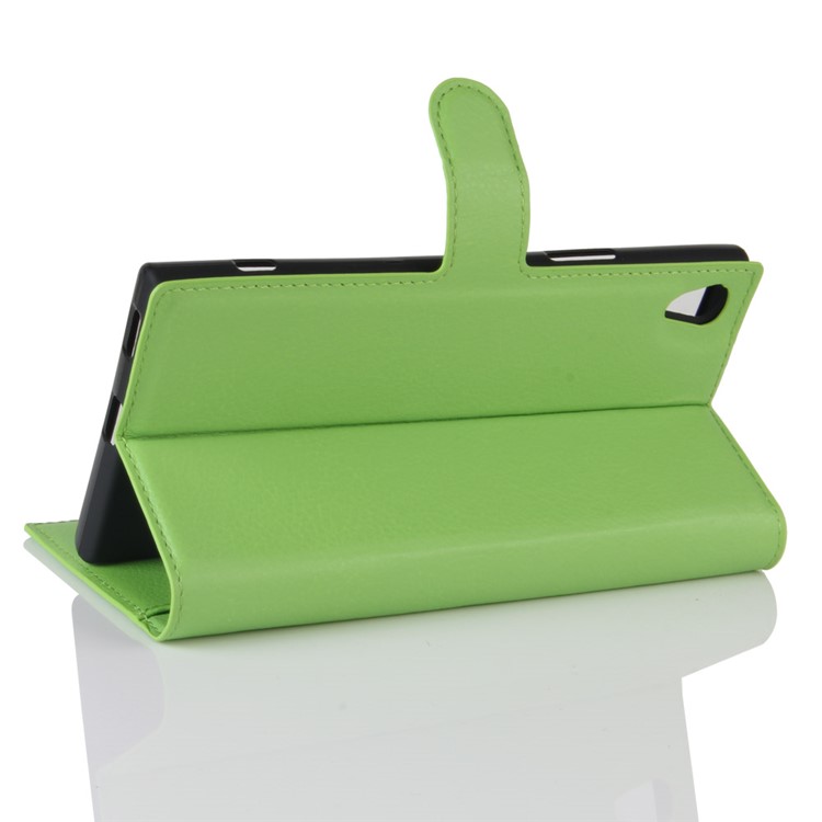 Litchi Skin Leather Wallet Case with Stand for Sony Xperia XA1 Ultra - Green-5