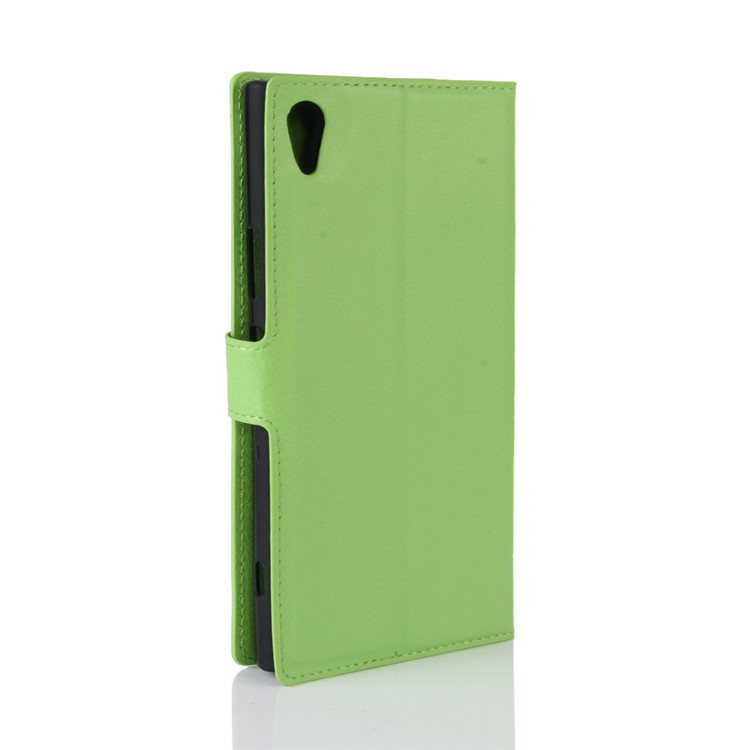 Litchi Skin Leather Wallet Case with Stand for Sony Xperia XA1 Ultra - Green-6