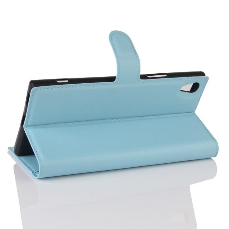 Litchi Skin Wallet Leather Folio Case for Sony Xperia XA1 Ultra - Baby Blue-5