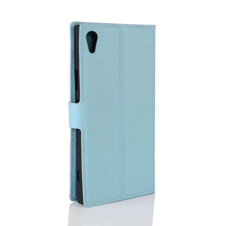 Litchi Skin Wallet Leather Folio Case for Sony Xperia XA1 Ultra - Baby Blue-6