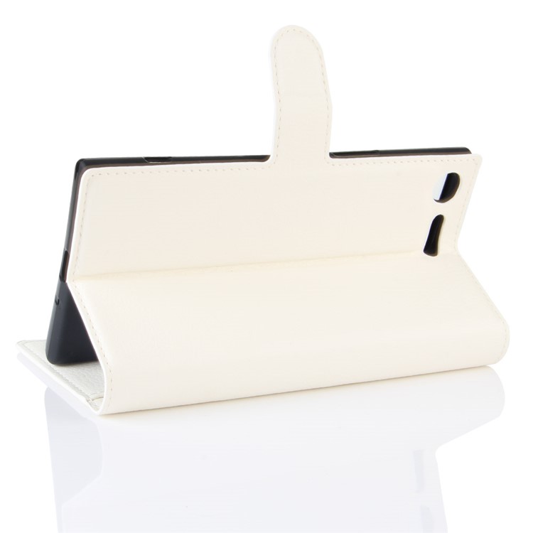 Litchi Skin Wallet Leather Stand Cover for Sony Xperia XZ Premium - White-5