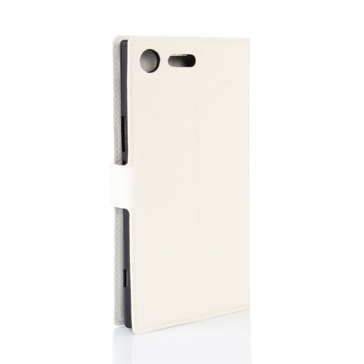 Litchi Skin Wallet Leather Stand Cover for Sony Xperia XZ Premium - White-6