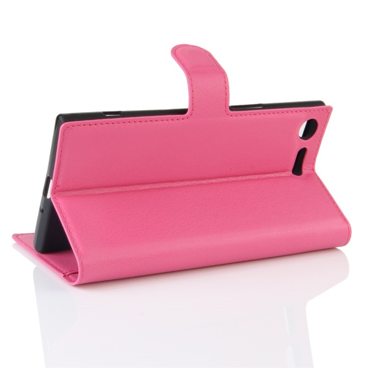 Litchi Skin Leather Stand Case with Card Slots for Sony Xperia XZ Premium - Rose-5