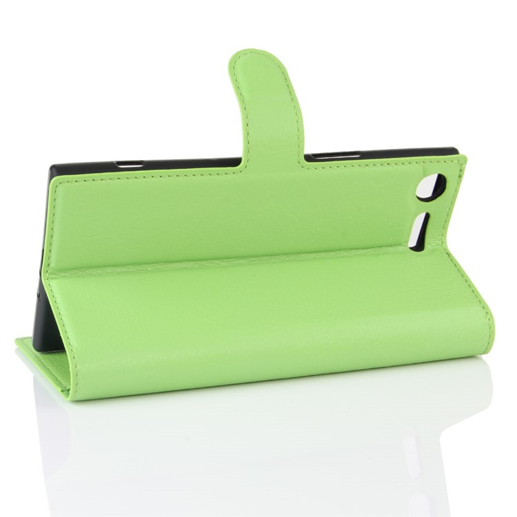 Litchi Skin PU Leather Stand Case for Sony Xperia XZ Premium - Green-5