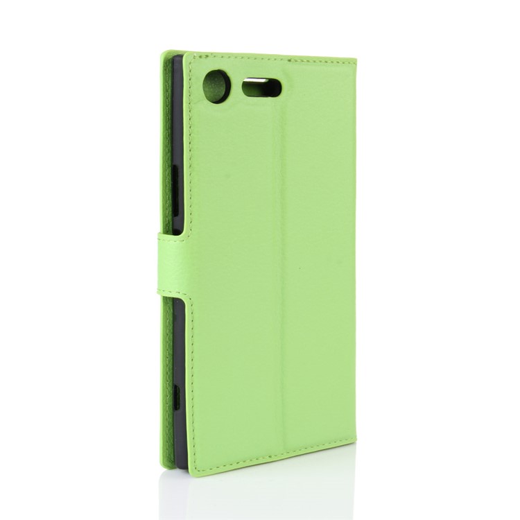 Litchi Skin PU Leather Stand Case for Sony Xperia XZ Premium - Green-6