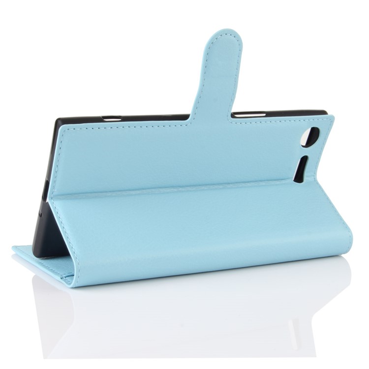 Funda De Cuero Litchi Piel Para Sony Xperia XZ Premium - Bebe Azul-5