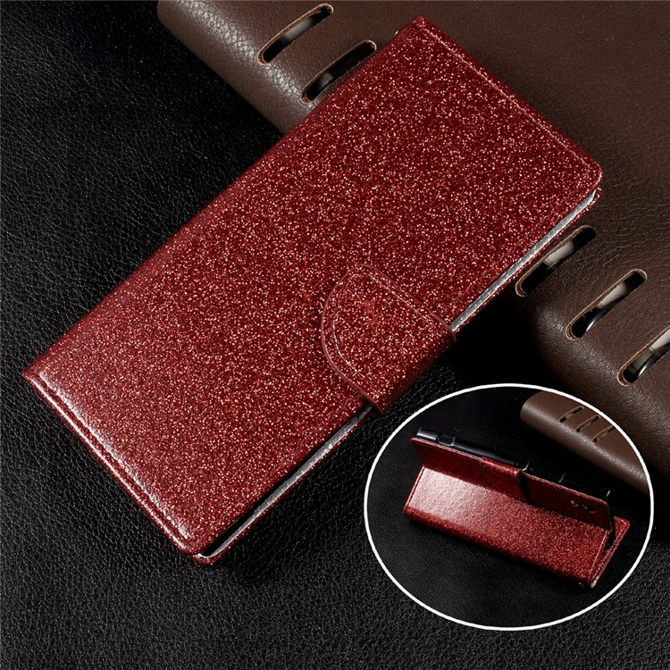 Flash Powder Leather Wallet Case for Sony Xperia XA1 - Red-1
