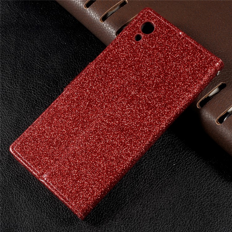 Flash Powder Leather Wallet Case for Sony Xperia XA1 - Red-2