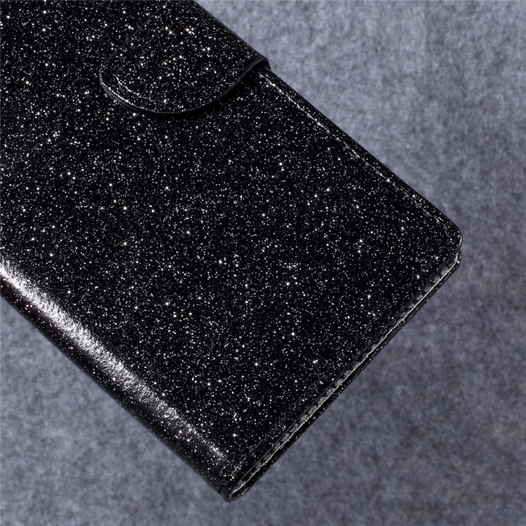 Glittery Smooth Leather Stand Wallet Case for Sony Xperia XZ Premium - Black-4