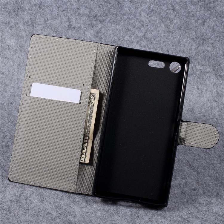 Patterned Leather Wallet Stand Mobile Phone Case for Sony Xperia XZ Premium - Blue Butterfly-10
