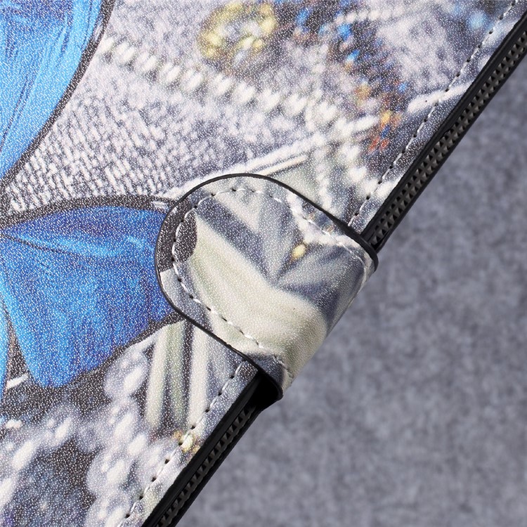 Patterned Leather Wallet Stand Mobile Phone Case for Sony Xperia XZ Premium - Blue Butterfly-6