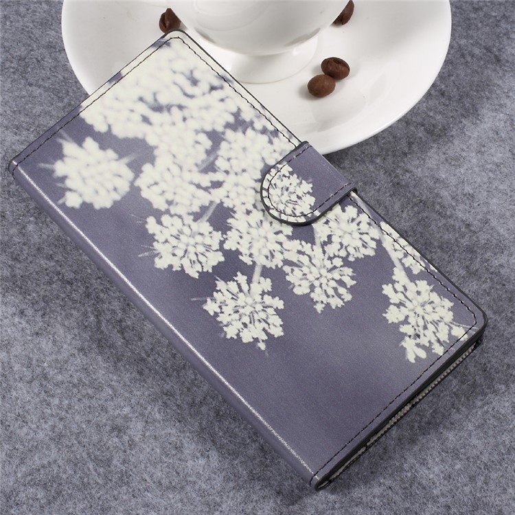 Patterned Leather Cover with Wallet Slots for Sony Xperia XZ Premium - Flowers Pattern-3