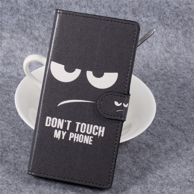 Patterned Wallet Leather Stand Protector Case for Sony Xperia XZ Premium - Do Not Touch My Phone-1