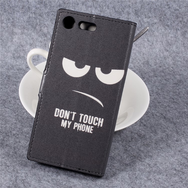 Patterned Wallet Leather Stand Protector Case for Sony Xperia XZ Premium - Do Not Touch My Phone-2
