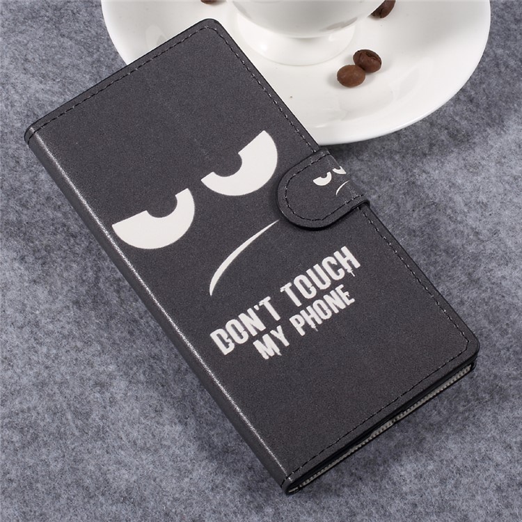 Patterned Wallet Leather Stand Protector Case for Sony Xperia XZ Premium - Do Not Touch My Phone-3