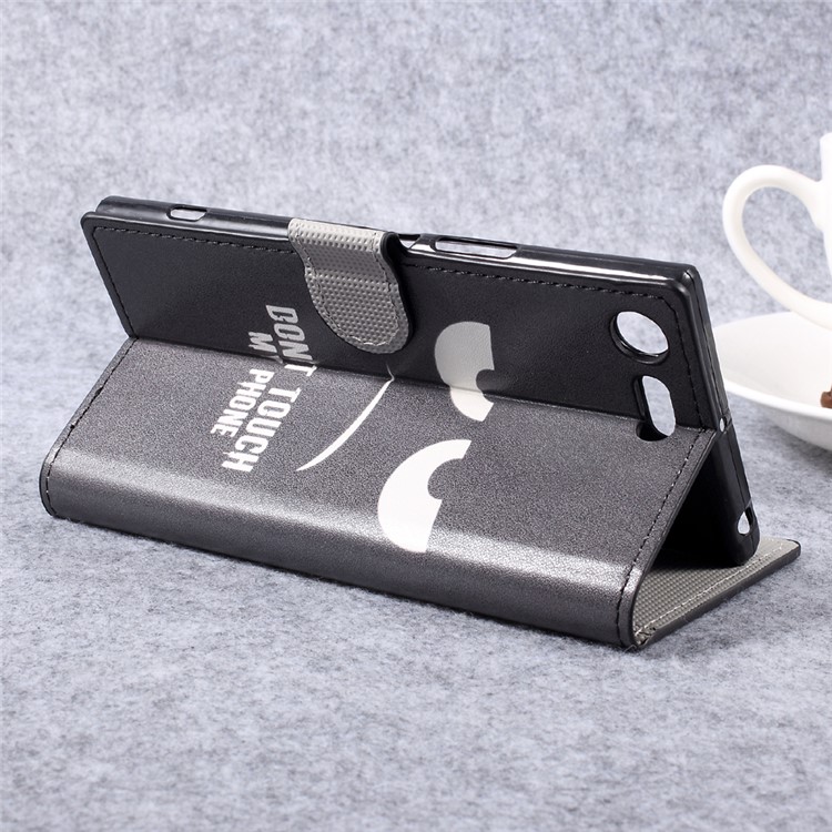 Patterned Wallet Leather Stand Protector Case for Sony Xperia XZ Premium - Do Not Touch My Phone-4