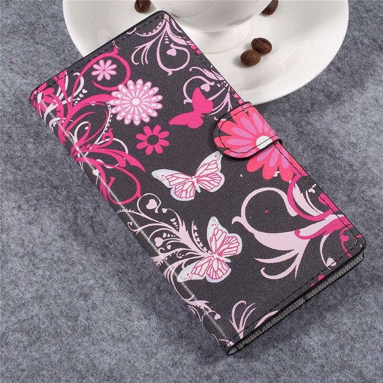 For Sony Xperia XZ Premium Patterned Leather Wallet Cell Phone Case with Stand - Floral Butterflies-3